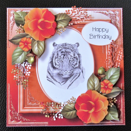 Gorgeous Tiger Painting With Camellias by Davina Rundle