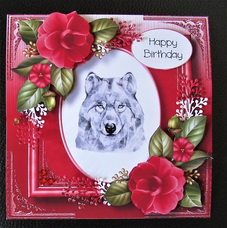 Gorgeous Wolf Painting With Camellias by Davina Rundle