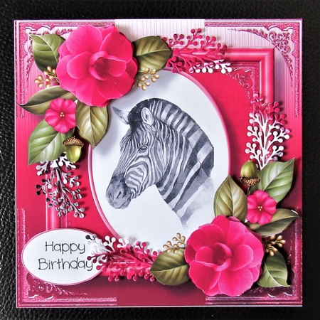 Gorgeous Zebra Painting With Camellias by Davina Rundle
