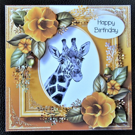 Gorgeous Giraffe Painting With Camellias by Davina Rundle