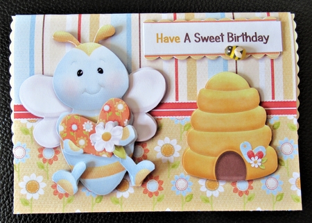 Bee My Honey 5 x 7 Inch Decoupage Valentines Tent Card by Davina Rundle