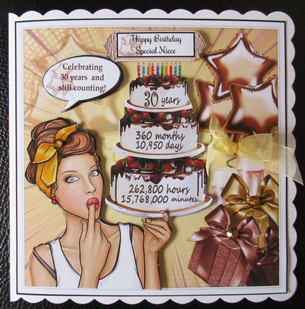 Milestone 30th Birthday Card Front With Decoupage by Davina Rundle