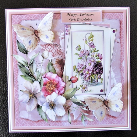 Basket of flowers and butterfly 7x7 by Davina Rundle