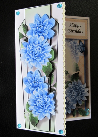 Art Deco Watercolour Lge DL - Blue Dahlias by Davina Rundle