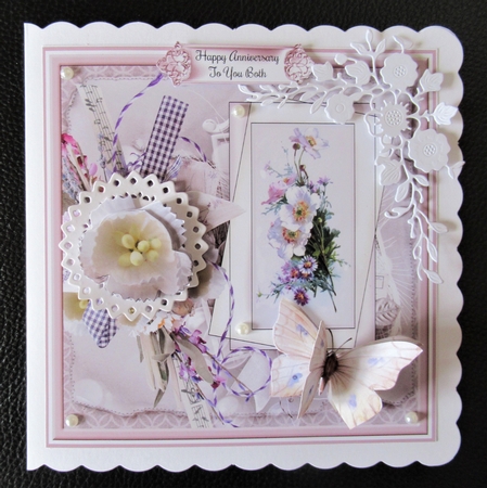 Mixed flowers and butterfly 7x7 by Davina Rundle