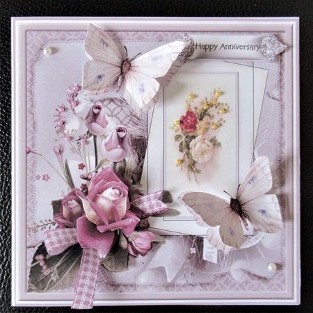 Vintage rose and butterfly 7x7 by Davina Rundle