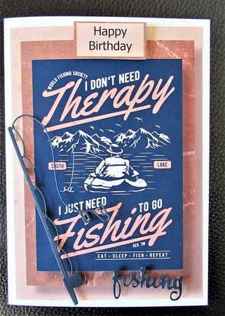Retro Fishing A5 Poster - Fishing Therapy by Davina Rundle