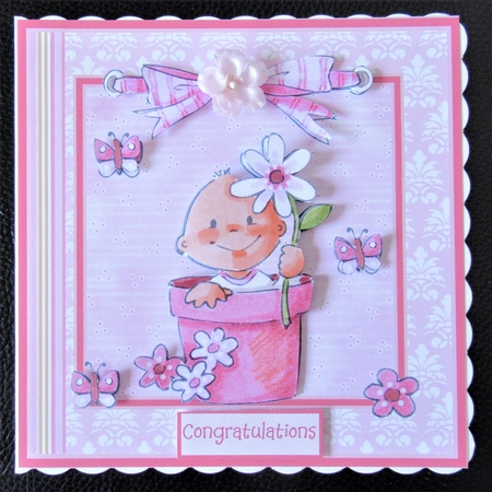 Baby girl in a flower pot 7x7 by Davina Rundle