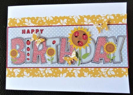 Sunflowers and Ladybirds BIRTHDAY large dl 2 by Davina Rundle