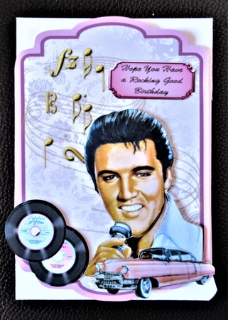 King of the Jukebox - 7x5 inch card front with decoupage by Davina Rundle