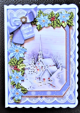 Blue Village Across the Miles 7x5in Fancy Lace Step by Step by Davina Rundle