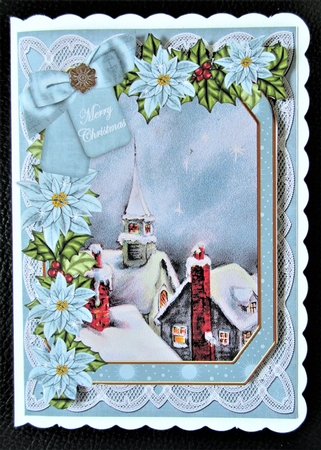 Rooftops Merry Christmas 7x5in Fancy Lace Step by Step by Davina Rundle