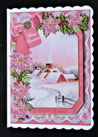 Snow Church Merry Christmas 7x5in Fancy Lace Step by Step by Davina Rundle