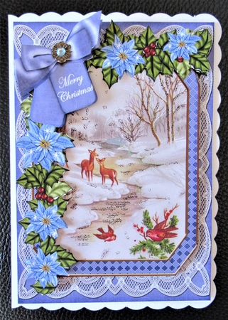 Snow Deer Merry Christmas 7x5in Fancy Lace Step by Step by Davina Rundle