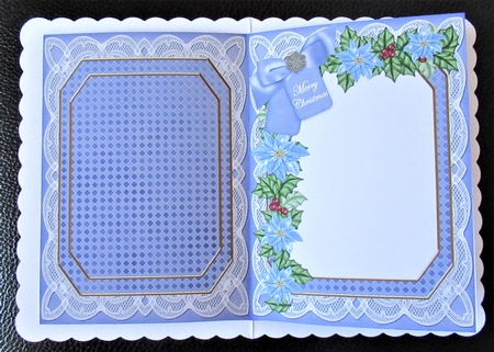 Snow Deer Merry Christmas 7x5in Fancy Lace Foldable Insert by Davina Rundle