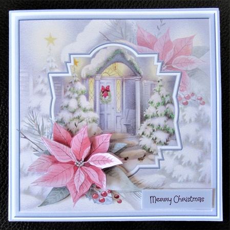 Christmas door and poinsettia 7x7 by Davina Rundle