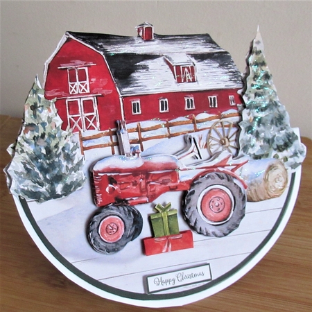 CHRISTMAS ON THE FARM rocker card by Davina Rundle