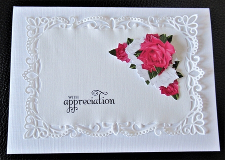 Hot Pink and White Rose Vignette Decoupage by Davina Rundle