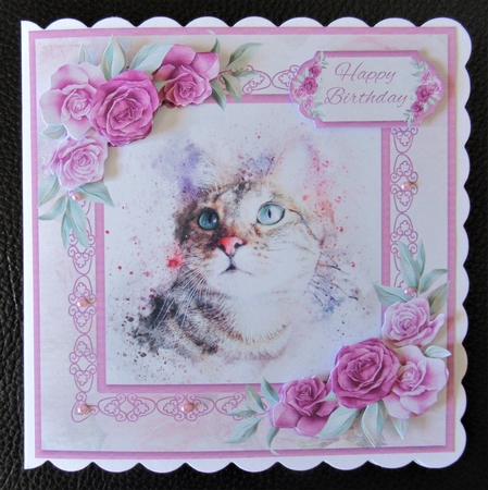 Watercolour Kitten with Roses by Davina Rundle
