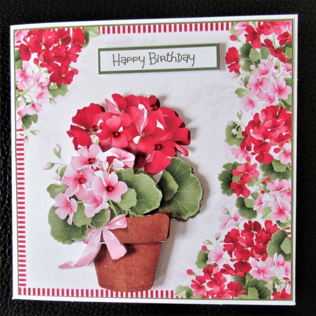 Pink Geraniums 6x6 card by Davina Rundle