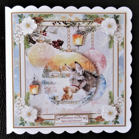 Christmas Vintage Baubles Decoupage 7x7ins Topper 13 by Davina Rundle