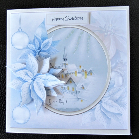 Silent night baubles and poinsettia 7x7 by Davina Rundle