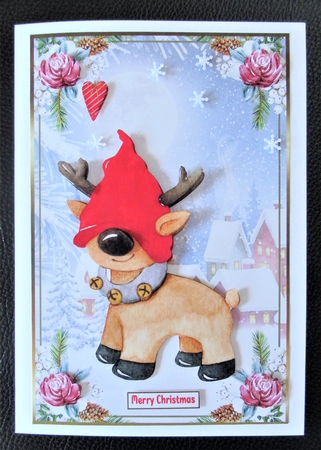 Christmas Reindeer Decoupage A5 Topper 1 by Davina Rundle
