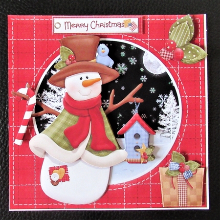Snowman and bird friend 6x6 by Davina Rundle