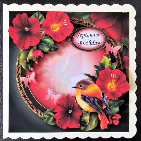 Rich Red Flowers & Beautiful bird by Davina Rundle