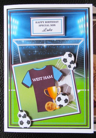 A5 West Ham - Card Front with Toppers, sentiments and decoupage   by Davina Rundle