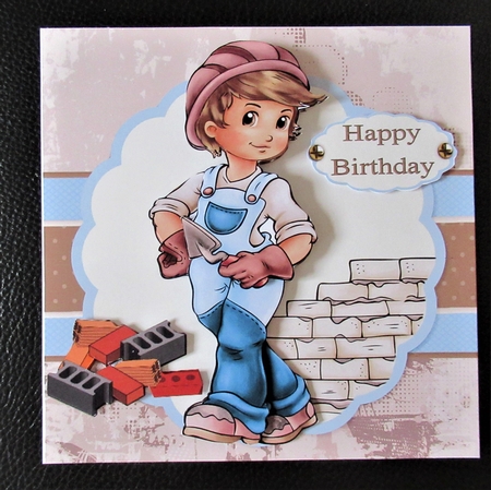 8x8 bricklayer boy well done/birthday mini kit by Davina Rundle