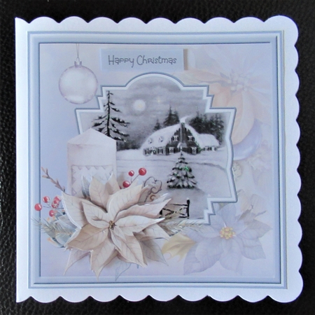 Candles and poinsettia 7x7 by Davina Rundle