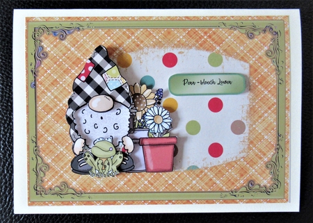 St Piran Gnome and Mr Frog 5 x 7 card AS REQUESTED by Davina Rundle