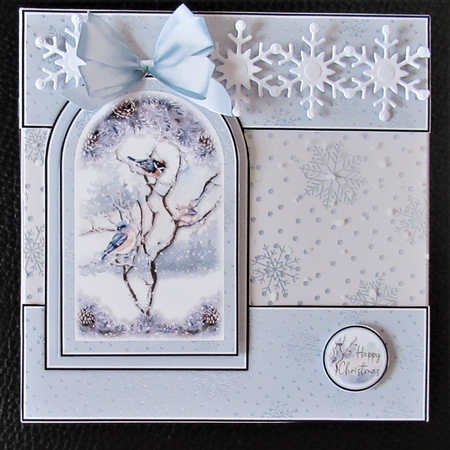 Winter Birds Tent Fold Window Card Front Mini Kit by Davina Rundle