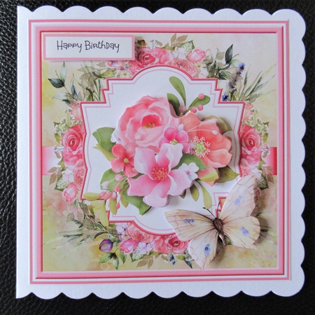 Mixed roses and butterfly 7x7 by Davina Rundle