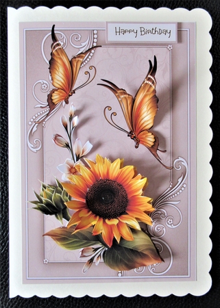 Sunflower and butterfly A5 by Davina Rundle