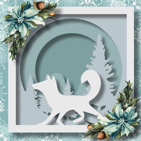 Christmas Faux Papercut Fox by Davina Rundle