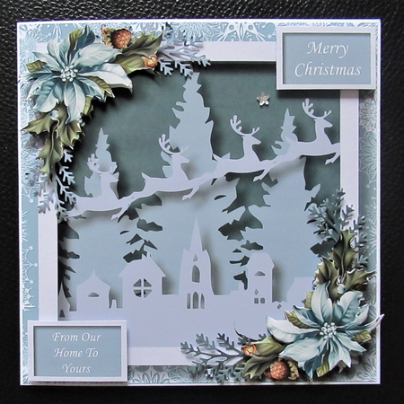 Christmas Faux Papercut Flying Reindeer by Davina Rundle