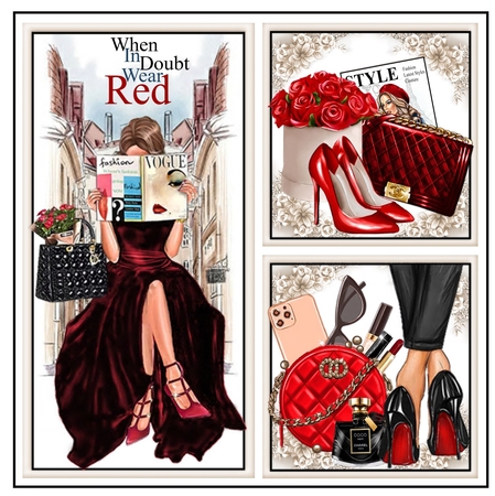 When In Doubt Wear Red 03 Collage Mini Page Kit  by Davina Rundle