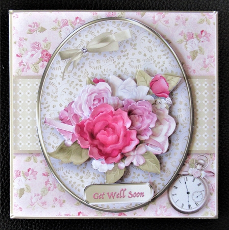 Pink Roses - Decoupage Card Mini Kit by Davina Rundle