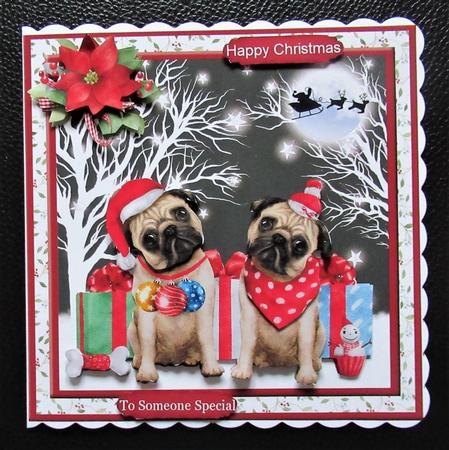 Christmas pugs decoupage mini kit by Davina Rundle