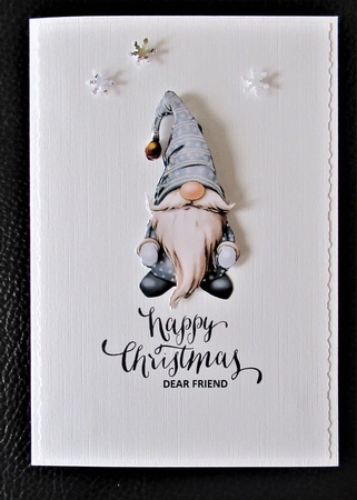 Alfred the Christmas Gnome Blue Decoupage Sheet by Davina Rundle