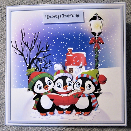 Penguin carol singers 7x7 by Davina Rundle