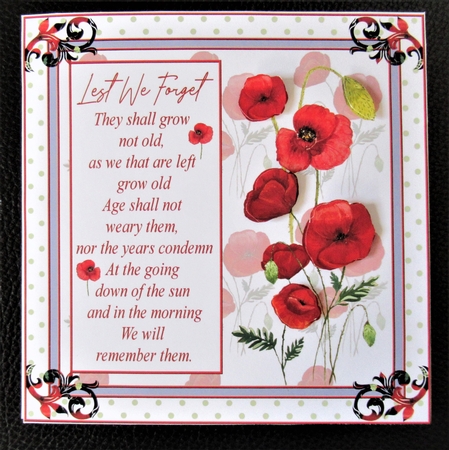 Remembrance Day Decoupage 7x7ins Topper 2 by Davina Rundle
