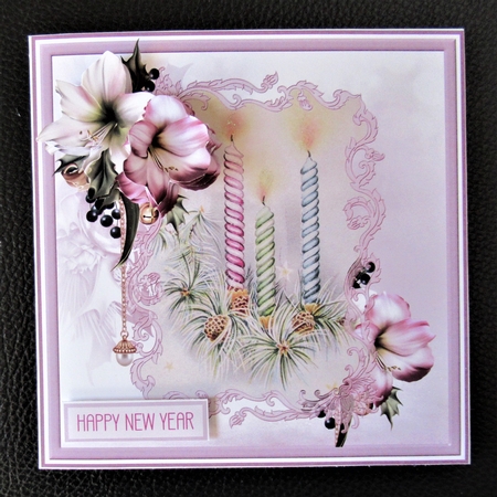Candles and flower 6x6 card by Davina Rundle
