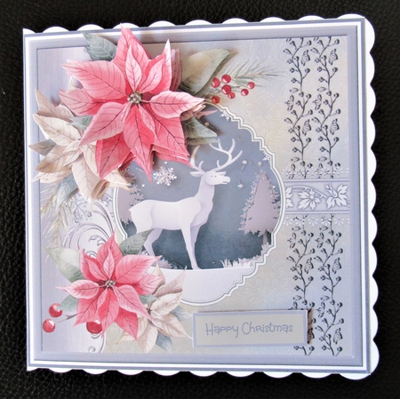 Christmas stag and poinsettia 6x6 by Davina Rundle