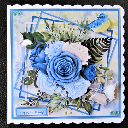 Blue Roses - Decoupage Card Mini Kit by Davina Rundle