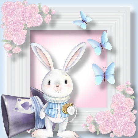 White Rabbit & Butterflies by Davina Rundle