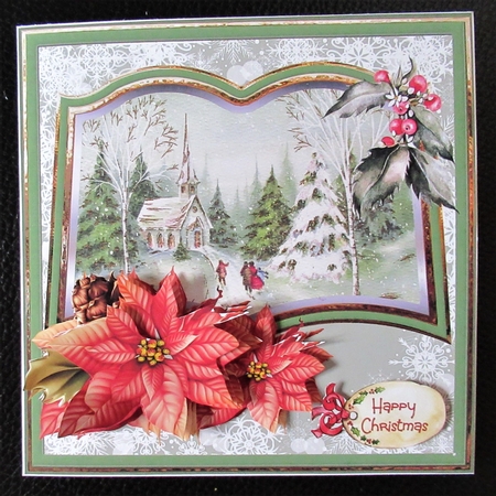 Christmas eve and poinsettia 6x6 by Davina Rundle