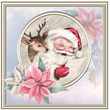 Santa and reindeer 6x6 by Davina Rundle